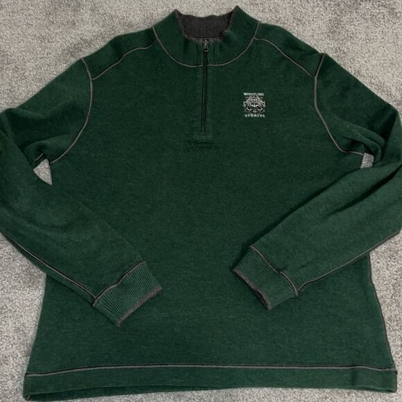 Cutter Buck Whistling Straits green men’s  Golf Polo Shirt Sweater sweatshirt L - Picture 1 of 4